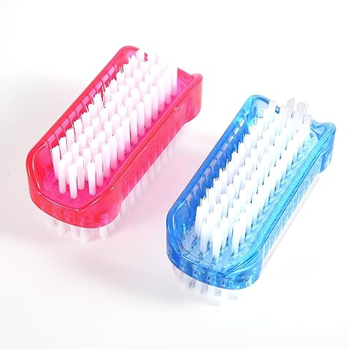 2 Pezzi Spazzole per Unghie Mani, Due Lati Multifunzione Spazzola per Unghie per la Pulizia Portatile Spazzola per Unghie per Pulire Cuticole Unghie Dita dei Piedi (Rosso, Blu)