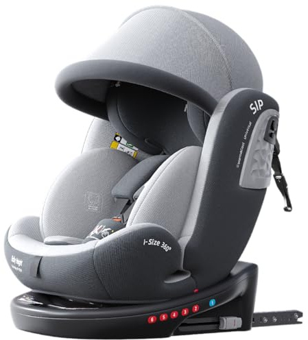 Heekin 360 Spin Baby car seat with ISOFIX for Child 40-150 cm(0-36kg),0-12 Years,Group 0+/1/2/3,Rear Facing with 5 Recline Positions,with a Sunshade, R129 Certification(Grey)
