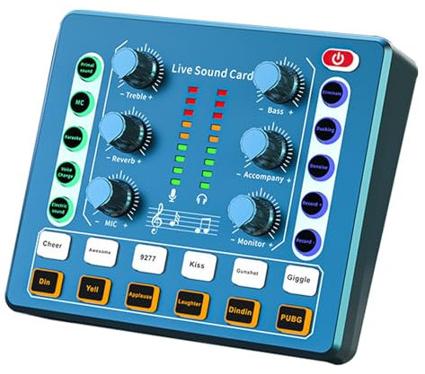 Neamou Fifine Gaming Audio Mixer Soundboard, Sound Board Equipo De Transmisión En Vivo, Tarjeta De Sonido Interfaz De Audio para Juegos, Cambiador De Voz Equipos DJ