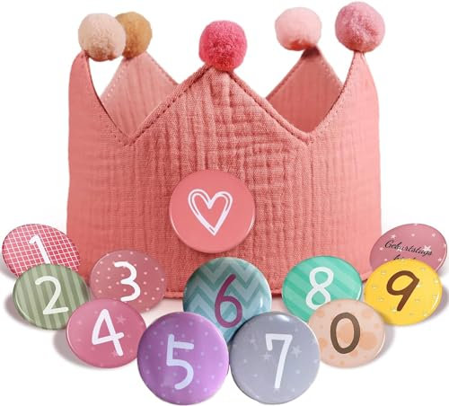 LIANRISES Happy Birthday Crown Hat 1st Birthday Girl Badge Numbers from 0-9
