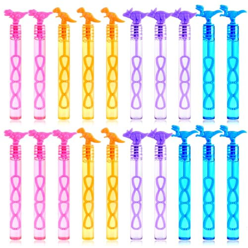 SULOLI 20 Stück Mini Seifenblasen Set,Kleine Dinosaurier Seifenblasen,Mini Blasenstäbe,Seifenblasenstab für Kinder Gastgeschenk Hochzeit Valentinstag Fest Mitgebsel Feizeit Sommer-Spielzeug