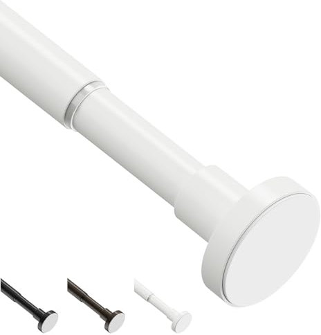 WELDUN Gardinenstange ohne Bohren 48-190CM Teleskopstange Duschvorhangstange Einstellbare Vorhangstange für Fenster, Badezimmer, Weiß