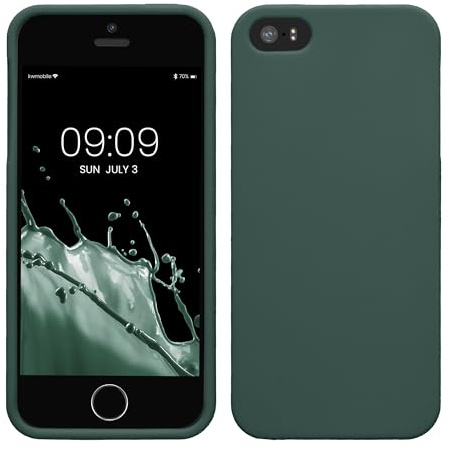kwmobile Case Compatible with Apple iPhone SE (1.Gen 2016) / iPhone 5 / iPhone 5S Case - Soft Slim Protective TPU Silicone Cover - Blue Green