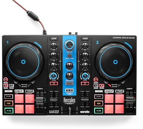 Hercules DJControl Inpulse 200 MK2 Arctic Blue Edition DJ Controller Ideal for Learning to Mix Software and Tutorials Included