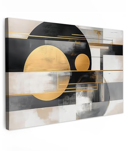 MuchoWow© Cuadros Decoracion Salon Modernos 90x60 cm para Dormitorios Cuadro Decorativos de Salon Lienzos Decorativo Pictures for Living Room Decorarivos Abstracto - Oro - Plata - Moderno