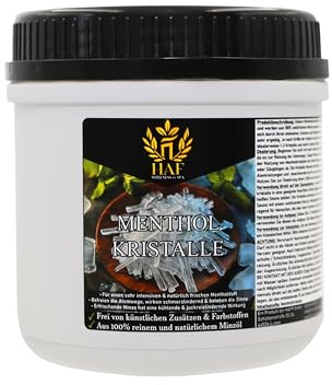 HAF® Cristales de mentol 250 g en lata, cristales de sauna de aceite de menta 100% puro, accesorios para sauna, infusión de sauna, libera las vías respiratorias y proporciona un aroma intenso en la