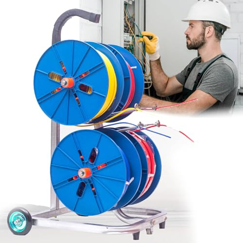 Trådrullhållare, kabeldispenservagn med hjul, överlägsen styrka tråd-/kabeldispenser - ledningsdisplay och förvaring för elektrisk industri och detaljhandel,A