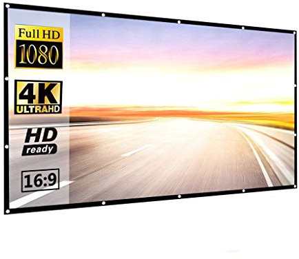 IUBGFTO Projector Screen, Screens for Projector Portable,60/100 /120 Inch 16:9,Polyester Outdoor Movie Screen for Travel Home Theater Dlp Projektor (150 inch)