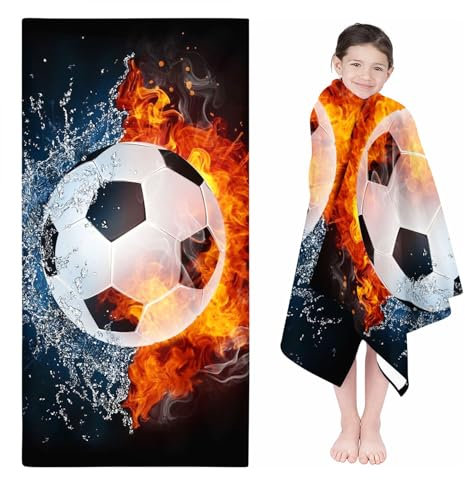 Qiqumax Cartoon Fußball Strandtuch 90x180 cm Badetuch Strandlaken Handtücher 50x100cm Für Fitness Outdoor Badetuch Groß 100x200cm Microfaser Handtücher Handtuch (1,100 x 200 cm)