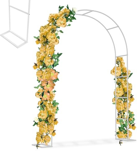 XMTECH Arco para enrejado, arco de jardín de metal, 192 x 38 x 240 cm, estable arco para rosas con placas de suelo, ayuda para plantas trepadoras, arco para jardín, bodas y celebraciones, resistente a