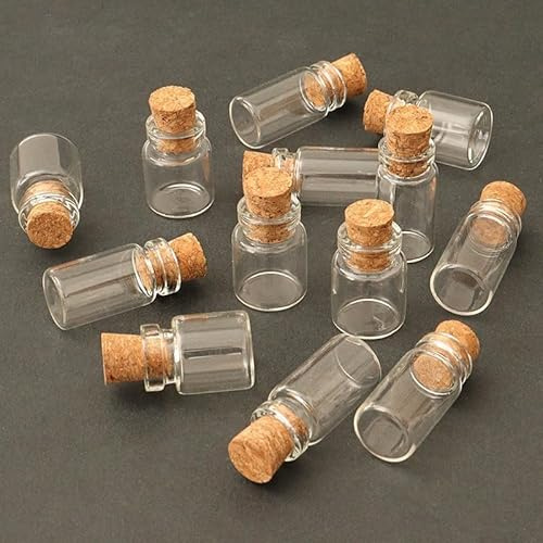10 unidades de latas de cristal para casa de muñecas en miniatura: 1/12 a escala de botellas de cristal para alimentos, minibidón vacío con corcho, accesorios para casa de muñecas, decoración de casa