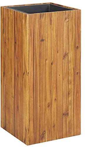 Yunovire trädgård upphöjd säng 43,5 x 43,5 x 90 cm solid acacia trä planterare behållare med dränering för utomhus trädgård balkong uteplats ört blomma kaktus suckulent orkidé bonsai odling