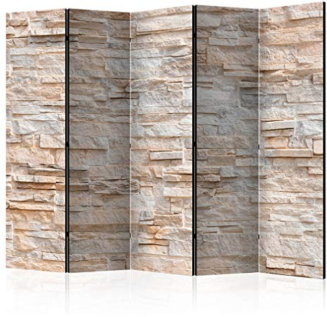 decomonkey Biombo Separador de Ambientes Mauer Ladrillo 225x172 cm - 5 Piezas, Panel Decorativo de Interior, Efecto Pared de Piedra - Paravent para Salón, Dormitorio y Oficina, Modern Estilo