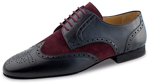 Werner kärna herr tanzsko 28053 – läder svart/velourläder bordeaux röd – 1,5 cm mikroklack – Made in Italy, - Svart bordeaux - 42 EU