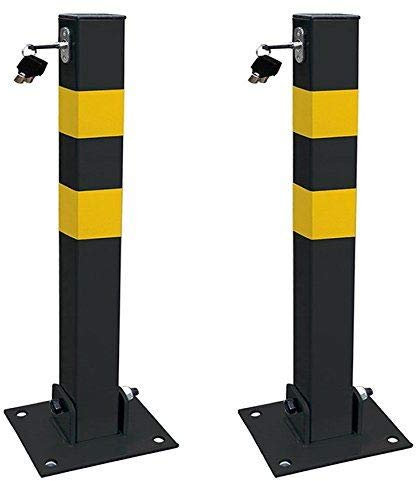 UKB4C 2× Heavy-Duty Square Folding Parking Posts | 700 mm × 50 mm with 130×150 mm Base Plates | Includes 3 Keys & Bolts per Post | Secure Driveway/Reserved Parking Barrier