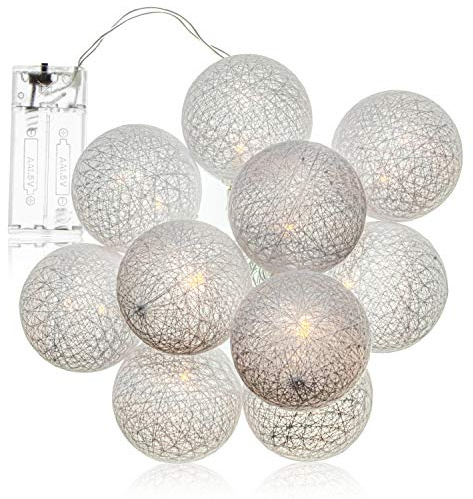 COM-FOUR® LED kedja av ljus boll, belysning med 10 lysdioder | dekoration för jul - födelsedagar - bröllop eller fester
