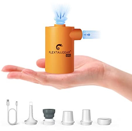 FLEXTAILGEAR Max Pump 2020EPS Elektrische Luftpumpe Kleine Pumpe, Aufblasen und Ausblasen, Akkupumpe 3 Düsen für Luftmatratze, Sofa, Pool, Boot, Schwimmring, Vakuumbeutel