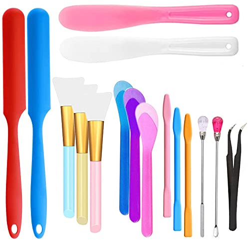 Set di bacchette in silicone, pennello epossidico in silicone, strumento per mescolare, cucchiaio e raschietto, strumento fai da te per resina epossidica, vernice liquida e produzione di bicchieri