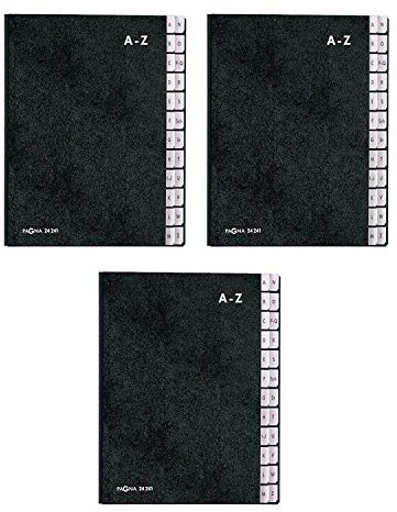 Pagna Pultordner Classic (Pultmappe, 24 Fächer, A-Z) schwarz (3 Stück)