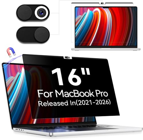 Protescreen Filtro magnetico Privacy per Macbook Pro 16 pollici (2021-2026,M1/M2/M3/M4/M5), protezione schermo anti luce blu, rimovibile anti-spia filtro schermo per Mac Pro 16,2