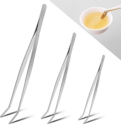 3 Pinze in Acciaio Inox (20/25/30 Cm) Professionali - Pinzette per Cucina, Adatte per Chef, Bistecche, Barbecue