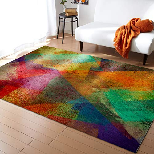 Alfombras De Área Pintura Abstracta Colorido Moteado Textura Pintura Arte Suave Alfombrilla Atrapar Suciedad,Lavable Felpudo para Oficina Tienda Entrada 120X160Cm