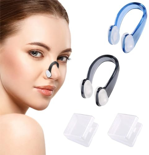 ZKSXOA 2 Pack Swimming Nose Clips, Silicone Nose Clip, Waterproof Nose Clip, Swim Nose Grip, Swimming Nose Protectors, For Adult Kids Child Women Men Unisex Swimming Water Sports Pool (Black and Blue)