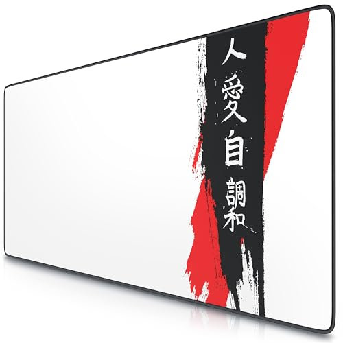 TITANWOLF - XXL Speed Gaming Mauspad 900 x 400mm - XXL Mousepad - Tischunterlage Large Size - verbessert Präzision und Geschwindigkeit - Japan Ink Letters Design
