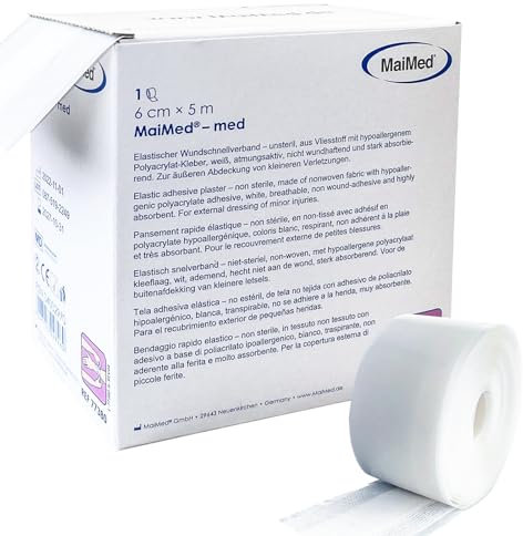 Pflaster Rolle 6cm x 5m, Elastischer Wundverband, Pflaster Box Wundpflaster Heftpflaster, hypoallergen, atmungsaktiv, Weiß Starke Klebekraft+E-Book (über Gesundheit)