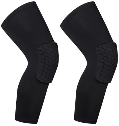 BaronHong Sexkant knäkompressionsskydd, knäband, knäskydd, brottningsplats, benbikakestoppning för volleyboll, basket, vuxna och tonåringar (svart, XS)