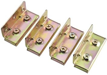 LIKERAINY Furniture Connector Bed Hinge Rail Brackets Suspension Connecting Fittings Joiner Hooks Fastener for Bed Frame Metal Yellow Chromed 4 Sets
