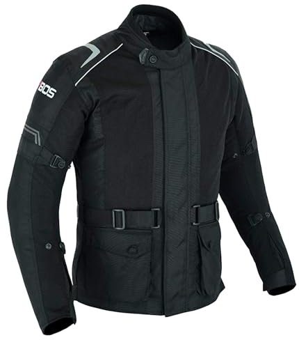 Herren Textil Motorradjacke mit Protektoren Wasserdichte Atmungsaktive und Winddichte Motorrad Jacke Leicht mit Verstärkungen Sommer Jacke (DE/NL/SE/PL, Alphanumerisch, L, Regular, Regular, Black)