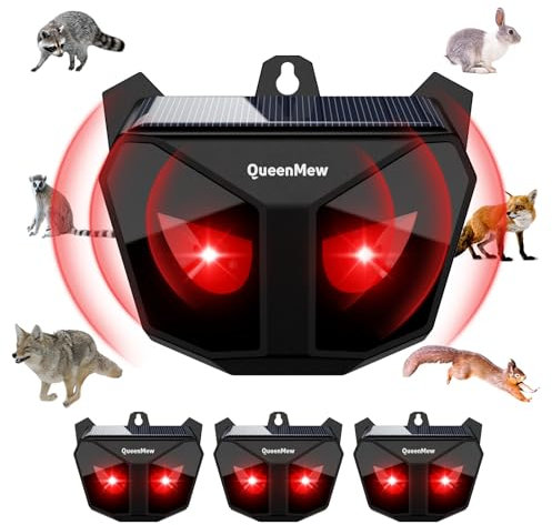 Répulsif pour Chat Solaire, Repulsif Animaux Nocturnes Flash Muet, Repulsif Anti Chat Exterieur, Repulsif Oiseaux Pigeon Imperméable, pour Jardin Animaux Nocturnes Chats/Chiens/Oiseaux/Souris, 4 Pack