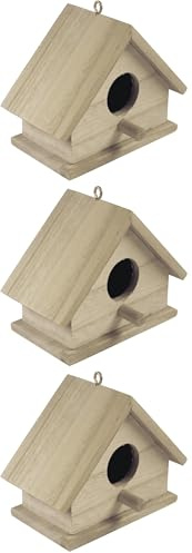 Rayher Boîte Nichoir en Bois FSC Mix Credit 13,5 x 7,5 x 10 cm, Nature, 62414000, Braun (Lot de 3)