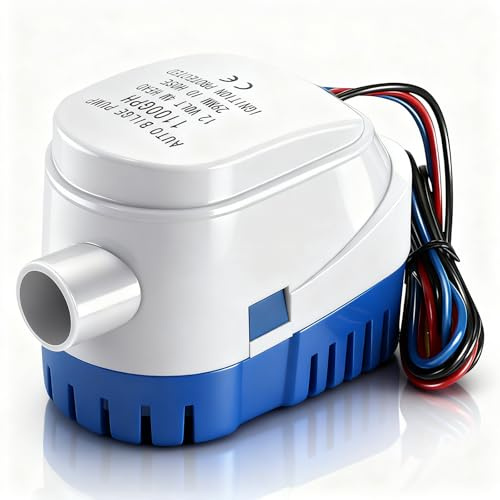 AVAKKER 12V 1100GPH Bilge Pump, Automatic Marine Submersible Water Pump for Boats, Yachts, Pools, Ponds, 1-1/8 Inch Outlet, Corrosion-Resistant, Low Noise, Easy Installation