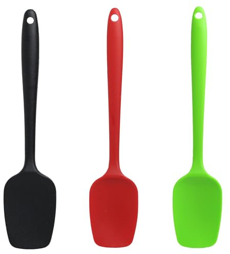 Set di 3 Spatole in Silicone: Resistenti al Calore fino a 315℃, Utensili da Cucina Flessibili e Senza BPA per Cucinare, Raschiare e Mescolare, Design Ergonomico Multicolore,Mestoli cucina silicone