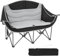DEMPOWER Double Camping Chair for Adults, 2 Person Oversized Folding-Portable, 660 Lbs / 300 Kg Capacity, Camping Chairs for Picnic Fishing Indoor-Outdoor Activite with Cup Holder and Armrest, Black