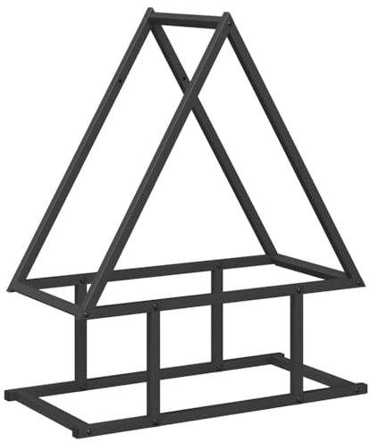 vidaXL firewood rack - fireplace log holder storage - black cold-rolled steel wood rack 50x25x60 cm
