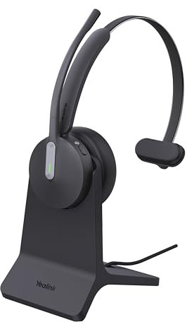 Yealink BH 70 Mono Teams - Auriculares con Soporte de Carga, Bluetooth, 3 micrófonos, cancelación de Ruido, 35 h de duración de la batería, USB-C/A