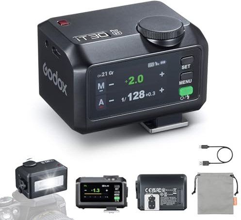 Godox iT30Pro N iT30Pro-N Mini Flash pour Appareil Photo Nikon, 2.4G TTL Nikon Flash HSS 1/8000s, 560 Flash de Pleine Puissance, Exposition Automatique TTL, écran Tactile Couleur, Diffuseur Intégré