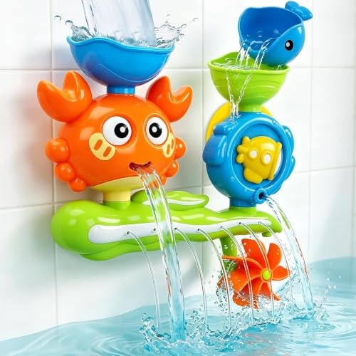 Bath Toys for Toddlers, Baby Bath Toy with Floating Swimming Frog, Squirting Water Toys, Bathtub Toy for Boys Girls, Sensory Gifts for Kids