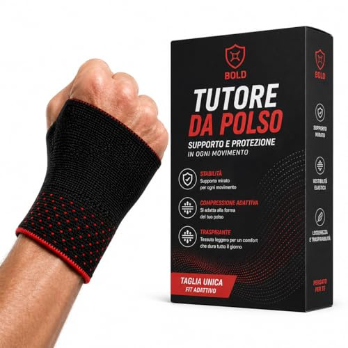 Tutore Polso Ortopedico a Compressione - Polsiera Elastica per Tendinite, Tunnel Carpale e Dolori Articolari - Supporto Sportivo Uomo e Donna - Fascia Ideale per Sport e Uso Quotidiano