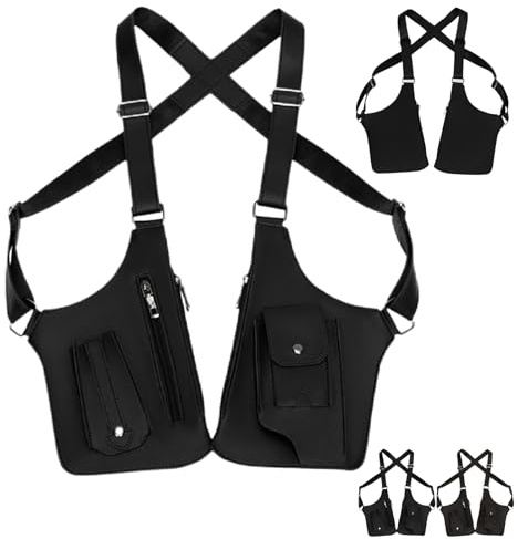 Genérico Bolsas Hombro Pistolera, Bolso Con fundas Antirrobo De Cuero PU Para Llevar Al Hombro, Bolsas Con Correa Ajustable Para El Hombros, Para Senderismo, Ciclismo Y Acampada(A)