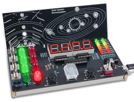 ICrduioo DIY Spaceship Control Center Soldering Kit, LED Electronics Kit Simulated Rocket Launch Soldering Set for STEM Students and Enthusiasts, Learn to Solder, Astronomy Study