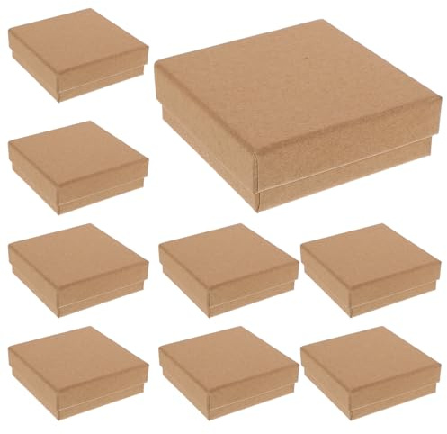 CAXUSD Scatoline Portagioie Cartone Kraft Vintage 10 Pezzi Schiuma 9X9X3Cm per Regali Natale e Bomboniere