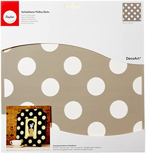 Rayher Pochoir motif à Pois, 1 pce, 30,5X30,5cm, pois Ø3,8cm, réutilisable, sérigraphie, arts créatifs, cadeaux, décoration-38970000, Gris