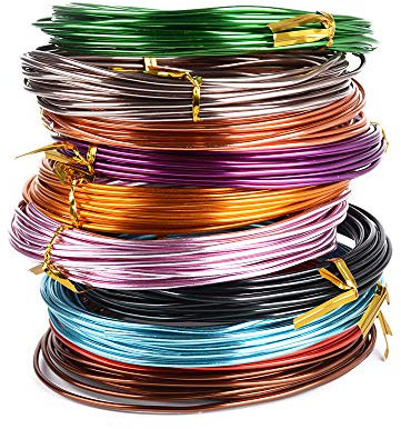 2mm 10 Farben Alu Schmuckdraht 50m Aludraht Basteln Aluminiumdraht Craft Draht Schmuck Basteldraht Handwerk bunt (5m je Farbe)