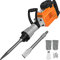 VEVOR Martillo Demoledor, 3600W Martillo Eléctrico Profesional, 60J Martillo de Demolición, 1800RPM para Hormigón y Mampostería, con Cincel Plano, Cincel Puntiagudo y Accesorios Completos