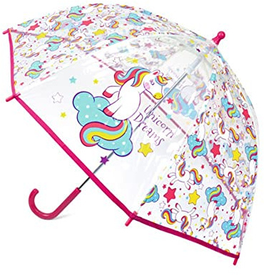 Drizzles Girls Transparent Unicorn Bubble Dome Umbrella