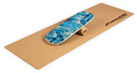 BoarderKING Indoorboard - Balance Board für Indoor-Surfen und Skaten, Gleichgewichtsboard für NeuroMuscular Response Training, inkl. Schutzmatte, 100 mm x 40 cm (Ø x L), Wellen